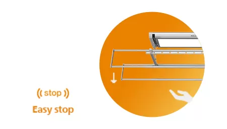 Hold to stop and push to lift